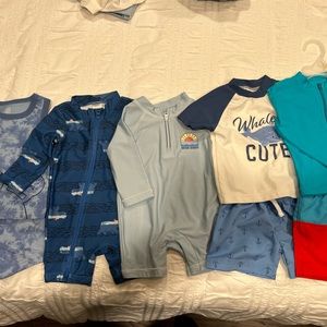 Baby boy bathing suits and outfit, size 6 months